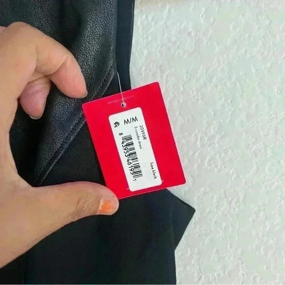 SPANX Leather Like Combo Shapewear Fitted Sheath Midi Dress in‎ Black Size M NWT - Picture 15 of 15